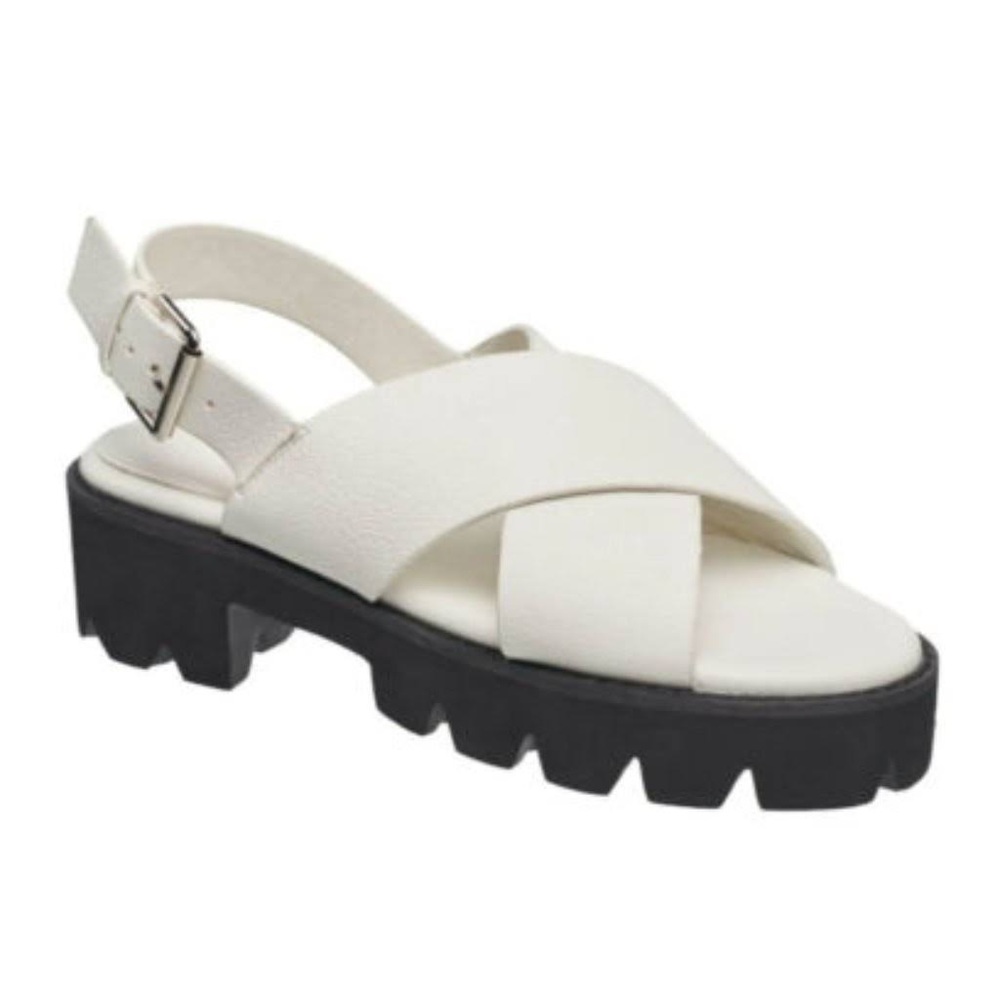 French Connection Rowan Criss Cross Chunky Heel Sandals